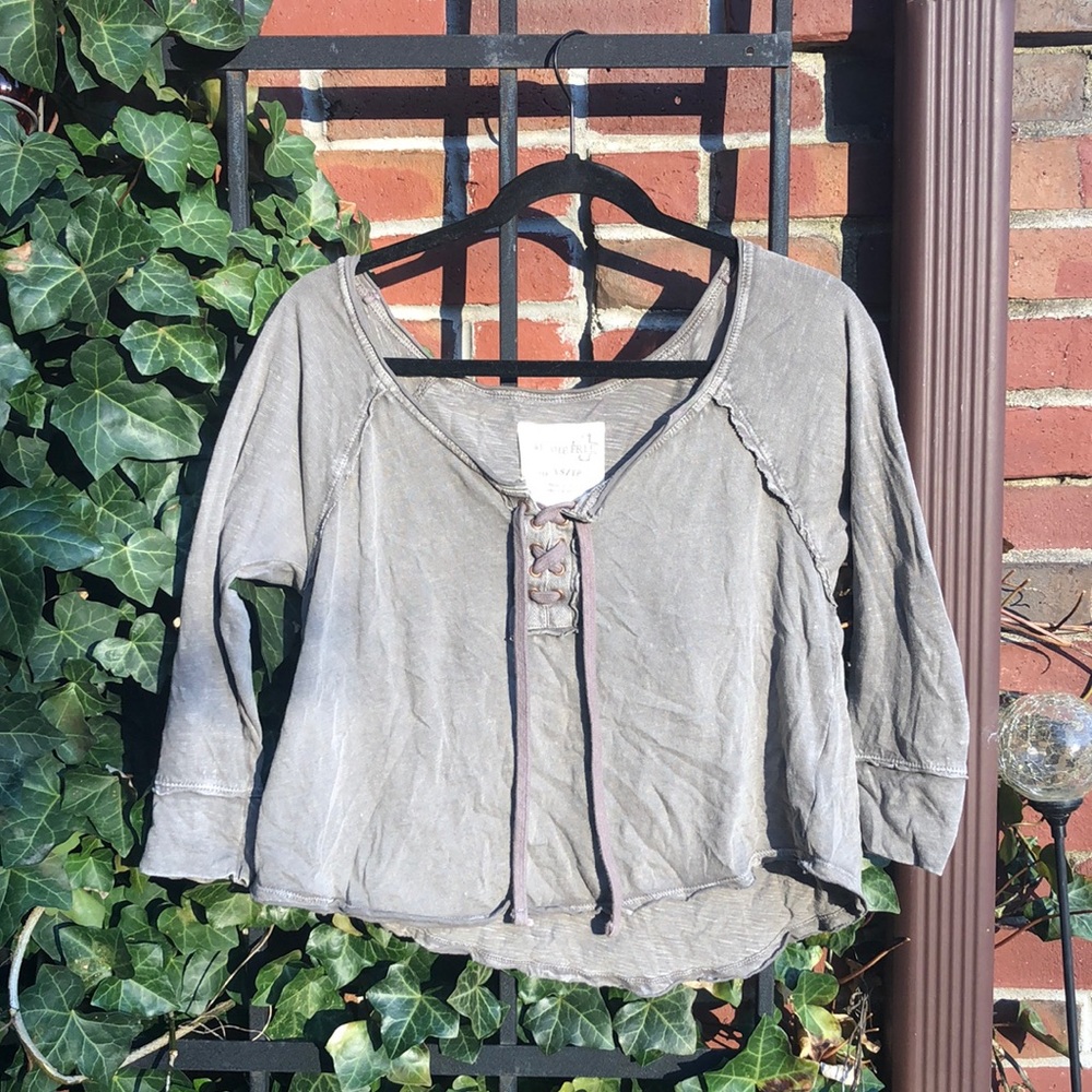 Free People Quarter Sleeve Lace-Up Top